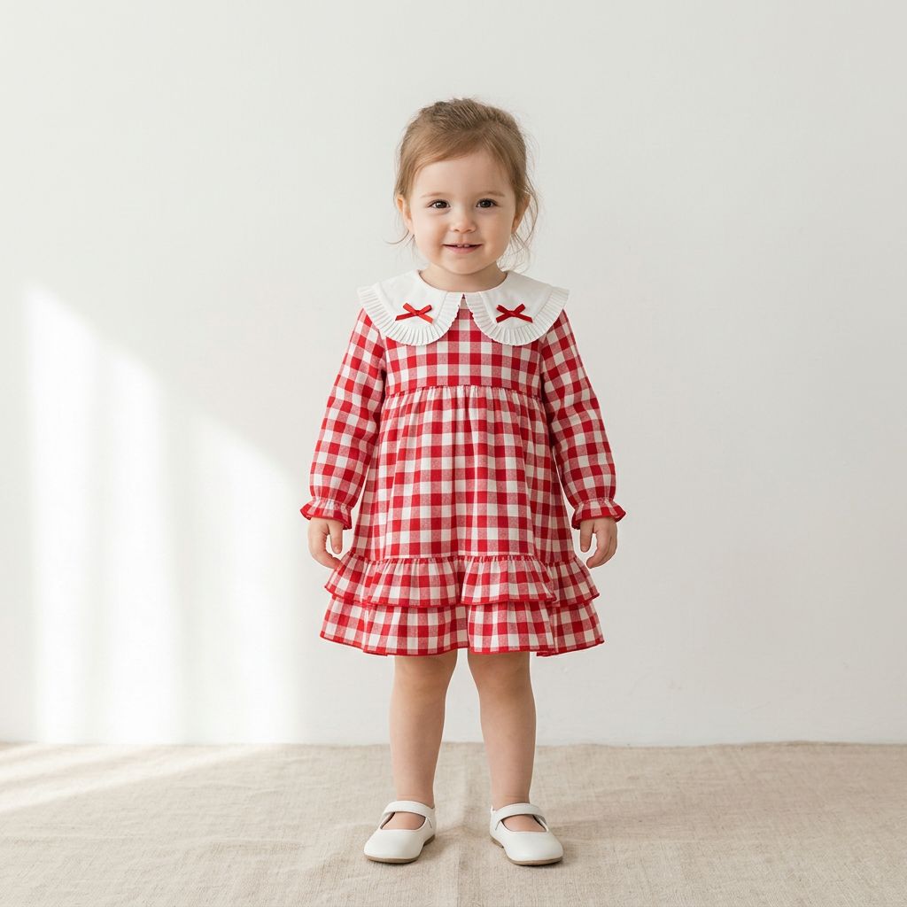 Baby Girl Long Sleeve Plaid Dress
