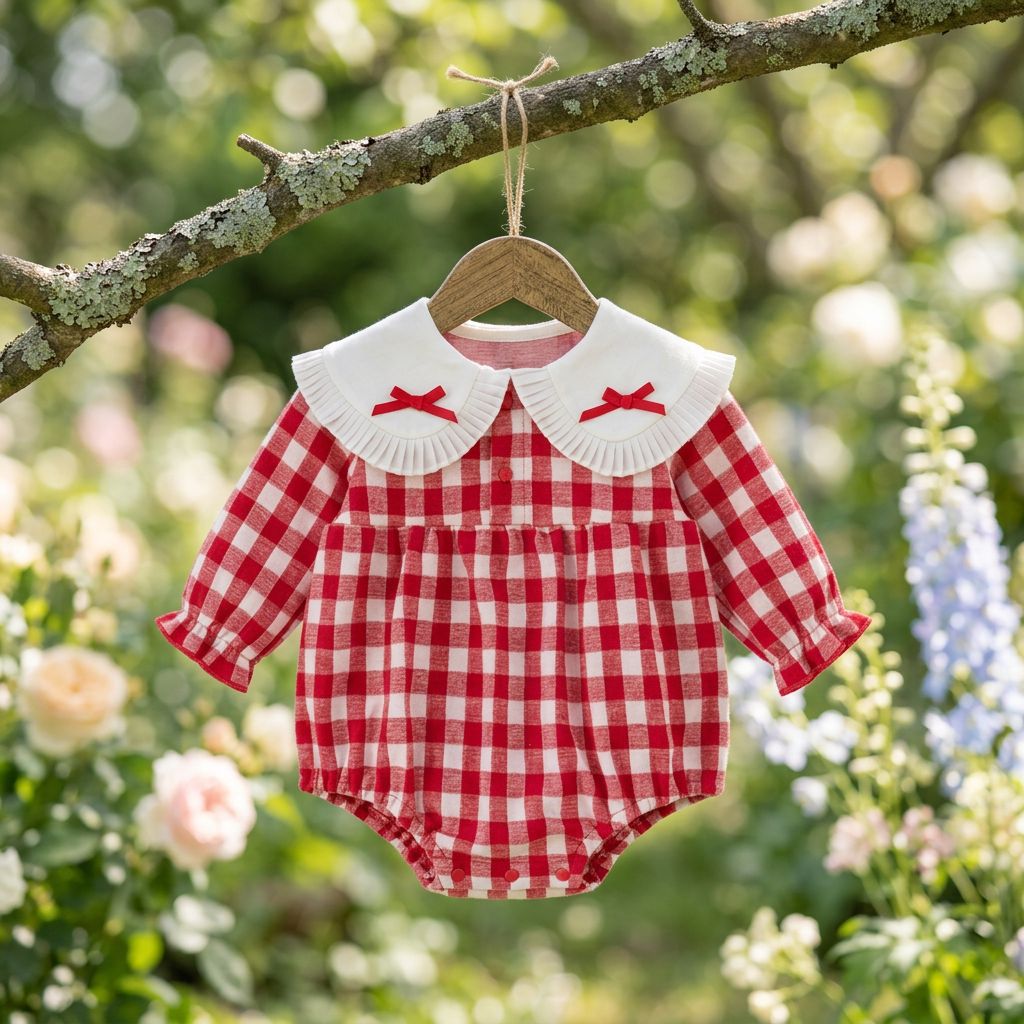Baby Girl Long Sleeve Plaid Onesies