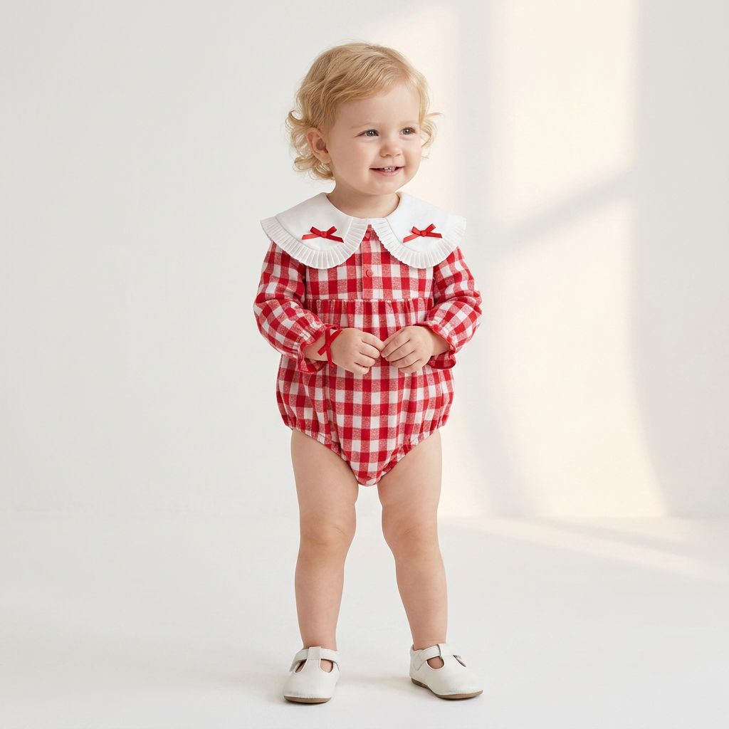 Baby Girl Long Sleeve Plaid Onesies