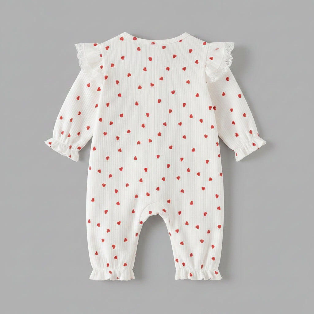 Ruffle Lace Soft Knit Cotton Jumpsuit