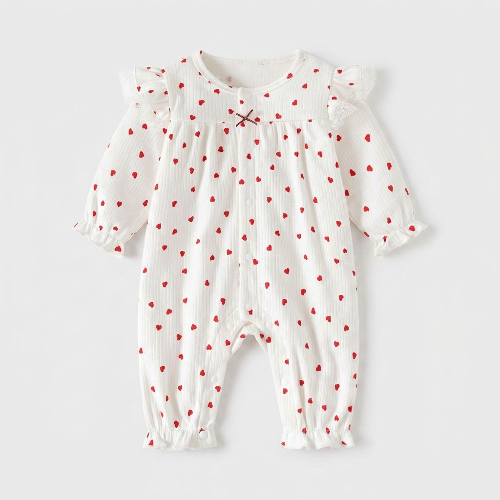 Ruffle Lace Soft Knit Cotton Jumpsuit
