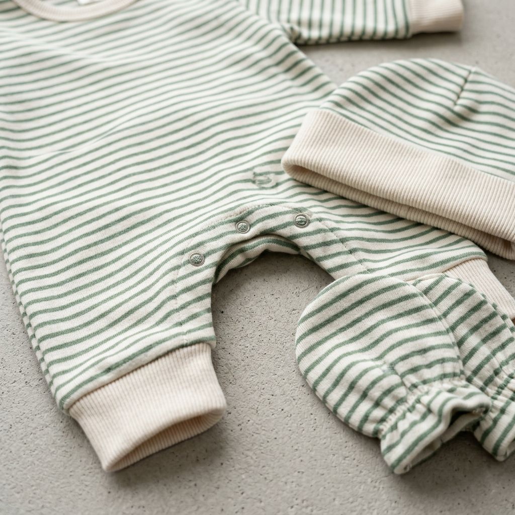 Knit Cotton Bodysuit with Snap Button (Set)