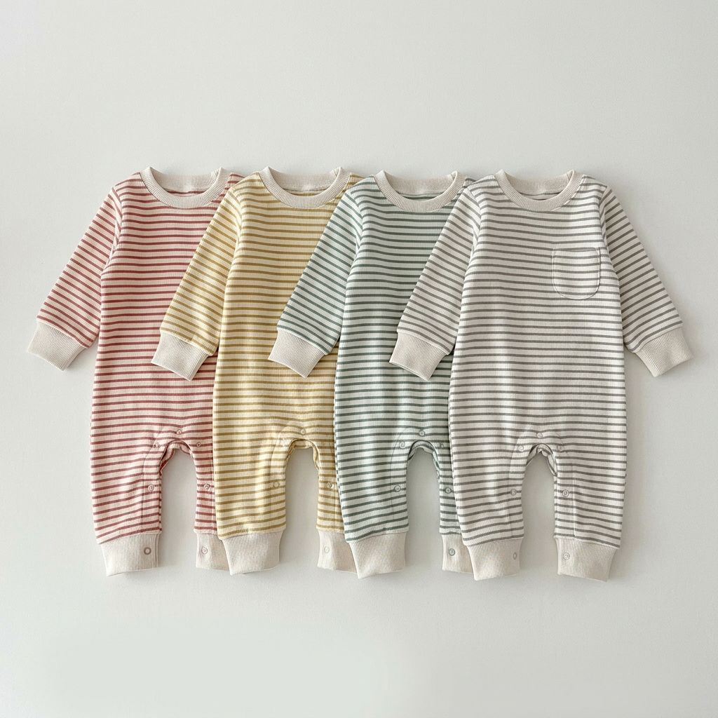 Knit Cotton Bodysuit with Snap Button (Set)
