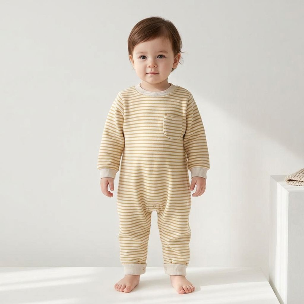 Knit Cotton Bodysuit with Snap Button (Set)