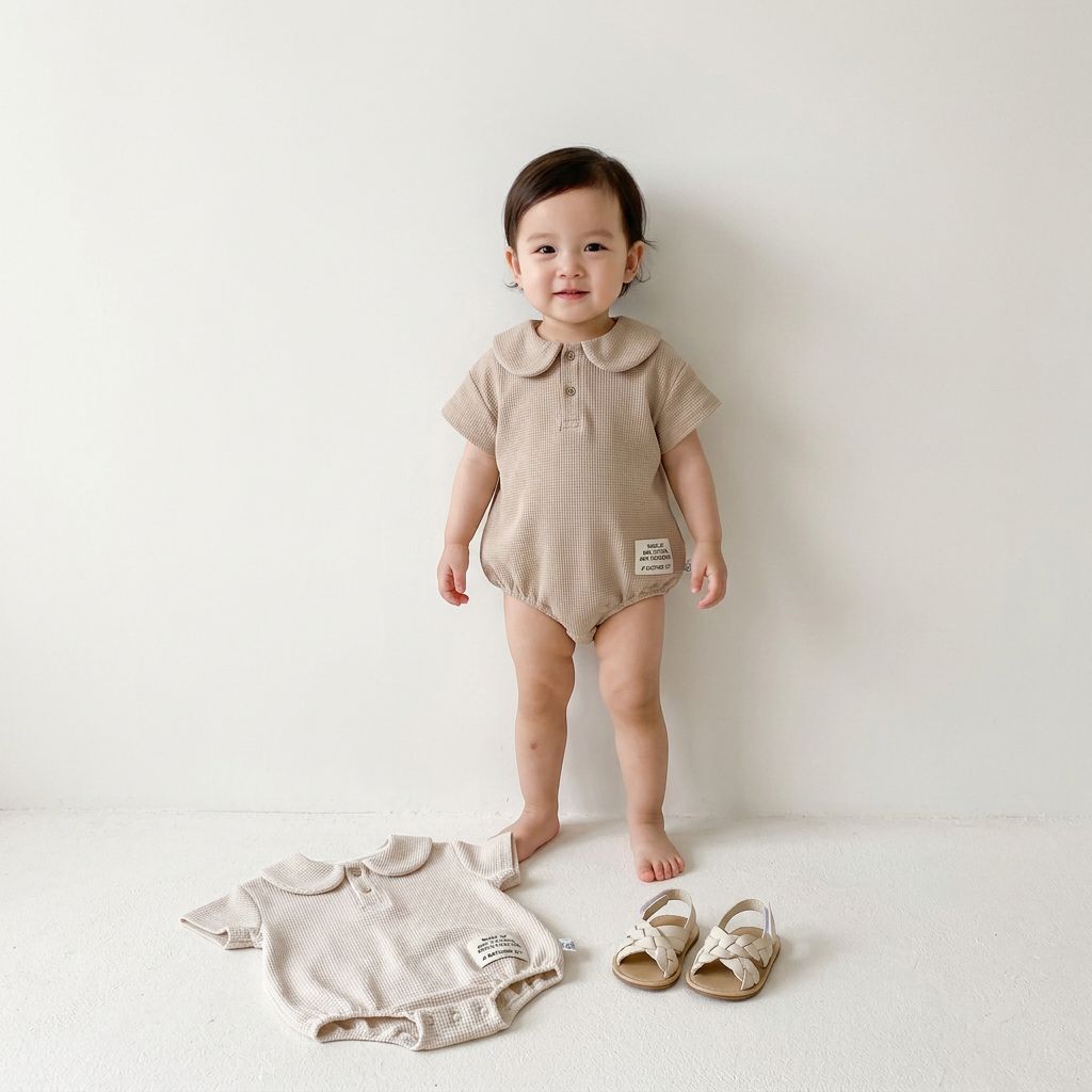 Waffle textured Romper (Set)