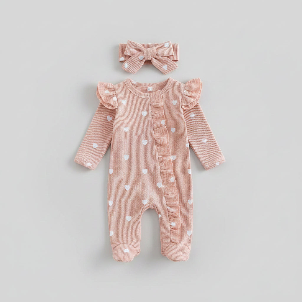 Waffle Heart Printed Jumpsuit