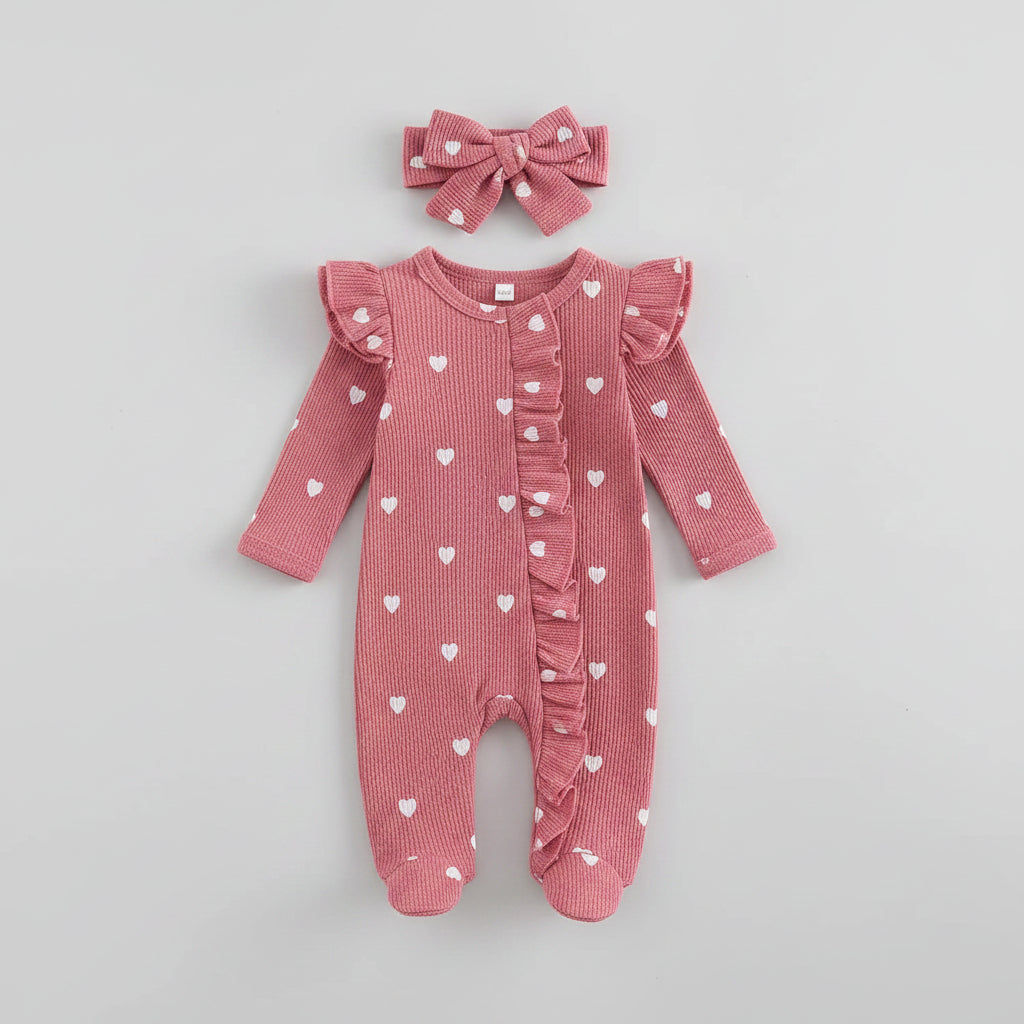 Waffle Heart Printed Jumpsuit