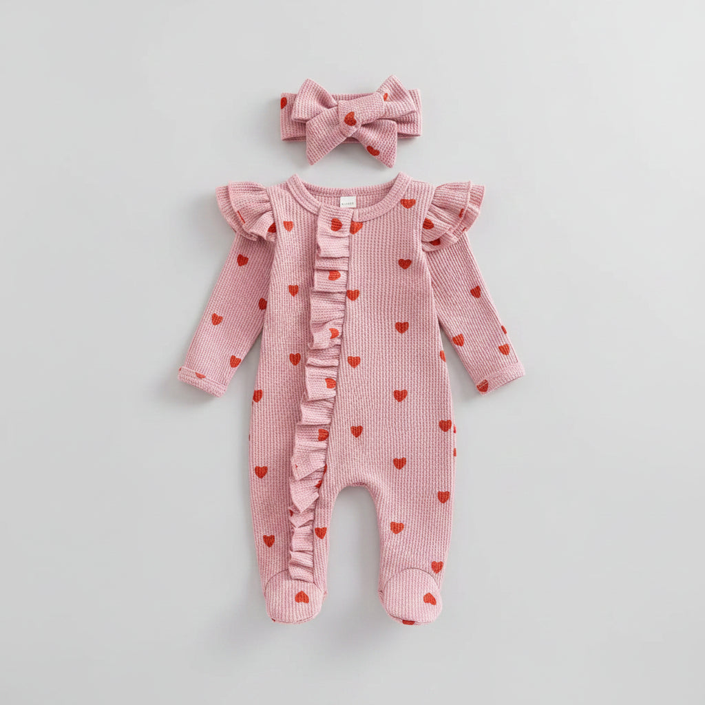 Waffle Heart Printed Jumpsuit