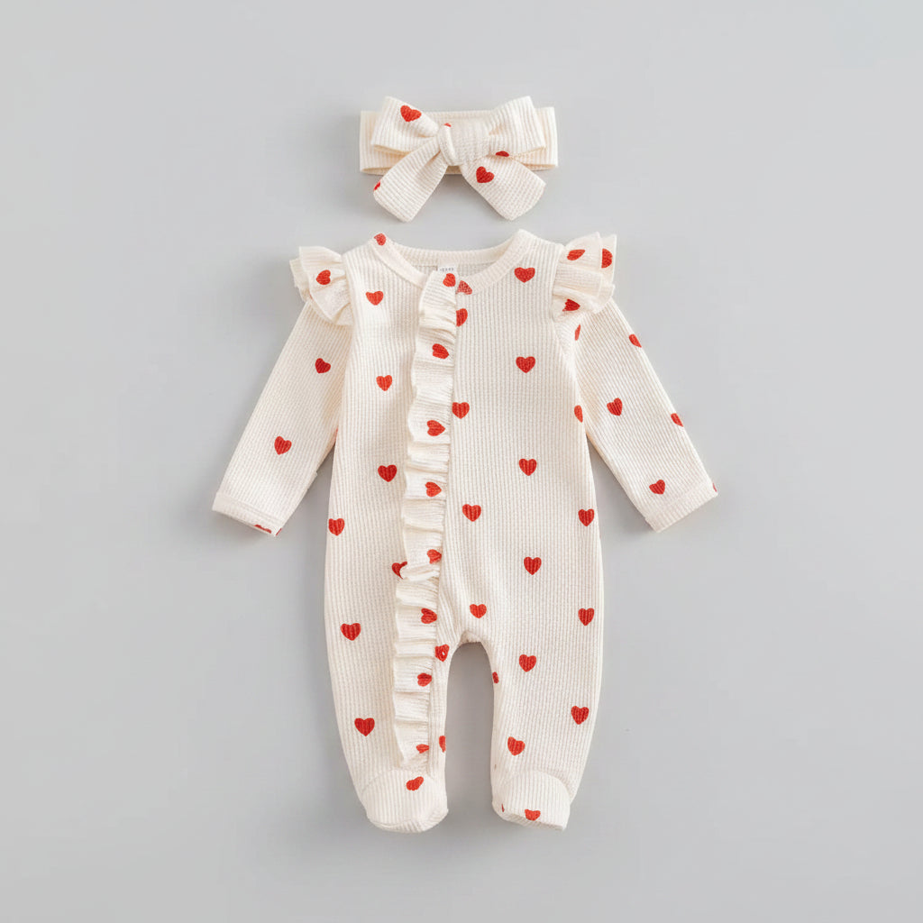 Waffle Heart Printed Jumpsuit